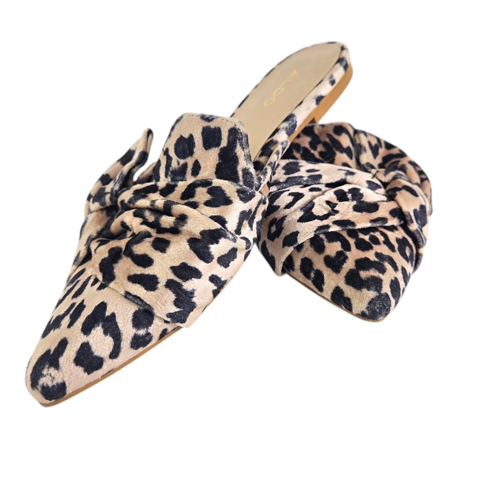 Aldo Women Leopard Animal print Pointed‎ Mule Slip On Flats Soft Sz 6